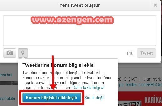 twitter yer bildirim