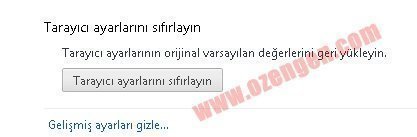 chrome sıfırla