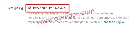 tweet gizlilik