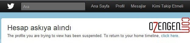 Hesap askıya alındı