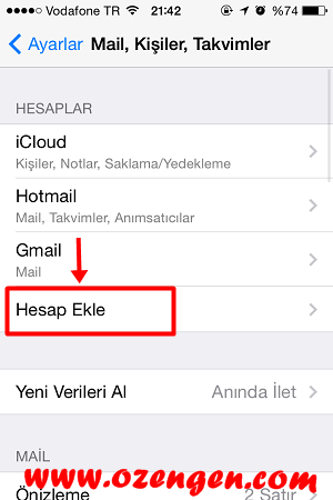 iphone mail kurulumu 2