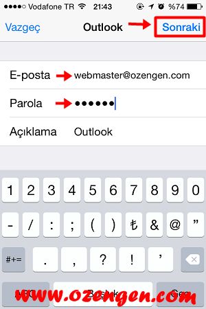 iphone mail kurulumu 4