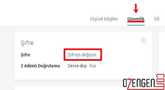 google şifre değiştir