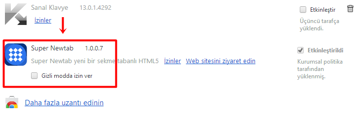 super newtab kaldırma