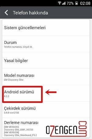 android sürüm