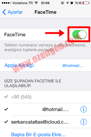 Facetime açma