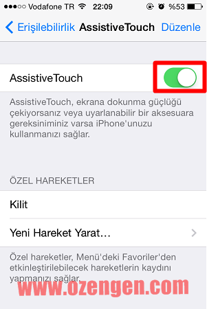 assistive touch açma