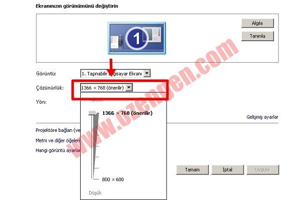 ekran çözünürlüğü