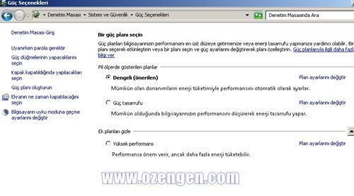 güç seçenekleri