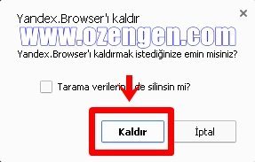 yandex browser kaldır