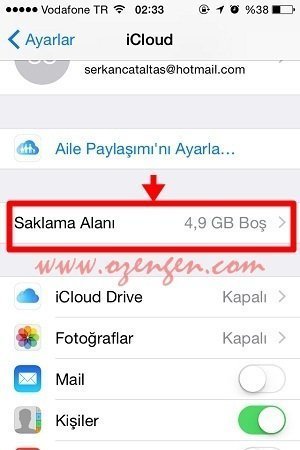 icloud ayar