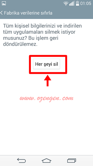lg g3 herseyi sil