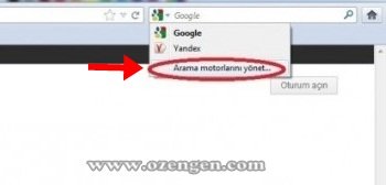 mozilla arama motoru