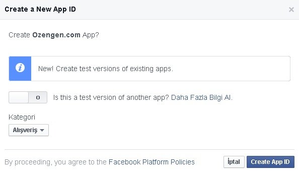 uygulama id olusturma