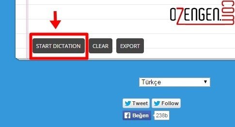 dictation dil secimi