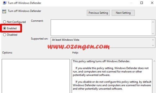 windows degender kapatma