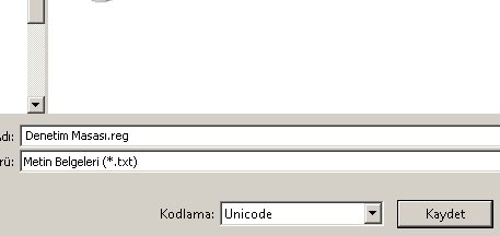 denetim masası regedit