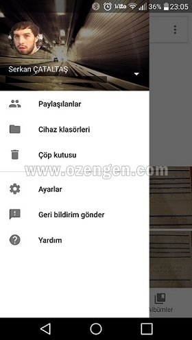 Google fotograflar menu