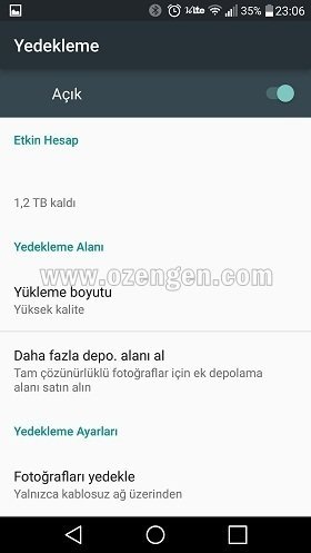 Google fotograflar yedekleme