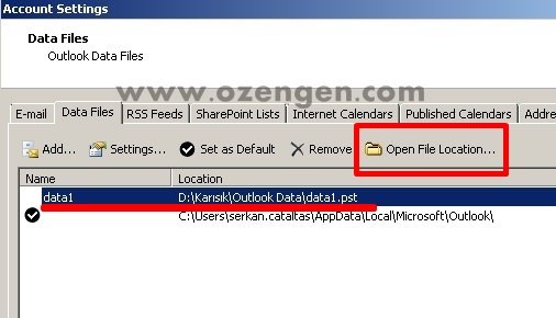 outlook hesap ayarlari