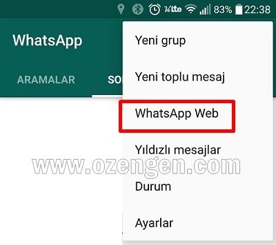 Whatsapp web menu