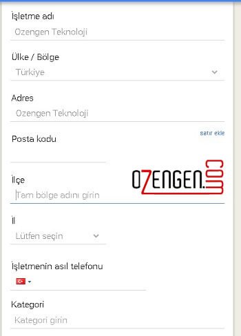 Google haritalar isletme bilgi
