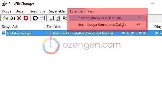 Dosya tarihi degistirme