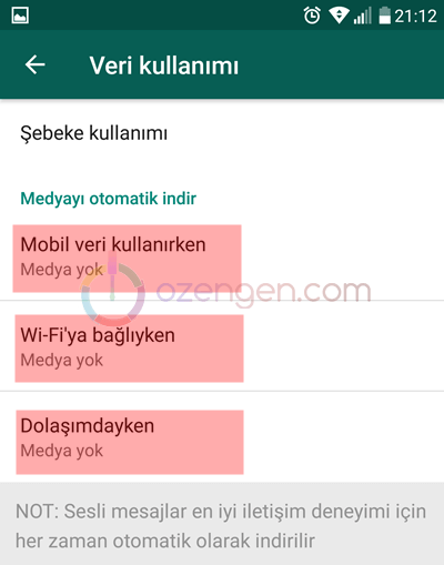 Whatsapp mobil veri