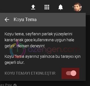 Koyu tema etkinlestir