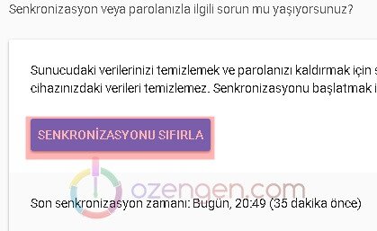 Senkronizasyonu sifirla