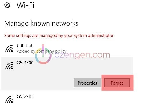Windows 10 wifi unut