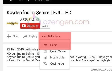 Youtube bildir