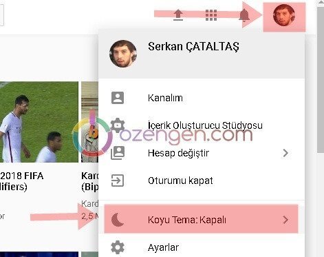Youtube koyu tema