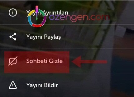 Periscope sohbeti gizle