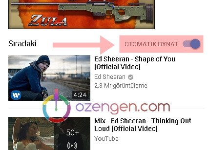 Youtube otomatik oynat