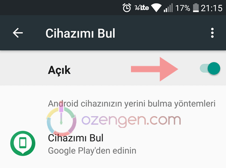 Konum ayarlarını seçme (Android 9.0)
