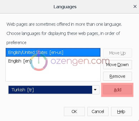 Mozilla quantum dil ayar