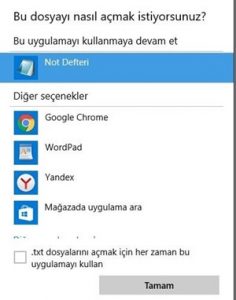 Bu dosyayi nasil acmak istiyorsunuz